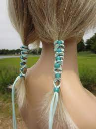 Leather Hair Ties Wraps Ponytail Holders Beaded Extensions Aqua Suede With Teal Blue Sea Glass Beads Bead Extensions Bead Hair Accessories Hair Beads