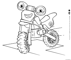 Make sure your child is comfortable with operating the bike and that the size of the bike is adapted to your child's height and strength for safety. Loop Hoopla Blue Dirt Bike With Green Eyez Coloring Pages Printable