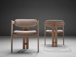 For Sale On 1stdibs Augusto Savini For Pozzi Set Of 4 Pamplona Armchairs Beige Colored Suede Ash Wood M Carved Dining Chairs Modern Dining Chairs Chair