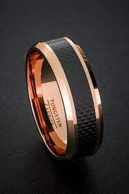 Mens Wedding Bands Black Carbon Rose Gold Polushed Ring Tungsten Wedding Bands Wedding Aneis De Titanio Aliancas De Casamento De Tungstenio Alianca Tungstenio