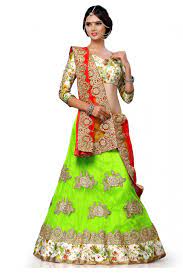 Forming the center of a rainbow, this cool and serene color depicts freshness, peace and harmony. Net A Line Lehenga Choli In Lemon Green Colour