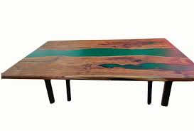 Technical specifications of this sample table from the photo: Ard Liquid Glass Epoxy Resin River Dining Table By Artified 147cm X 91cm X 3 5cm Brown Green Amazon In Furniture