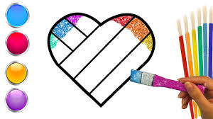 Drawing Ideas With Basic Shapes For Toddlers Rainbow Heart Sparkling Learn To Draw For Kids Drawing For Kids Learning To Draw For Kids Rainbow Drawing