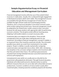 Sample Argumentative Essay On Financial Education And Management Curr