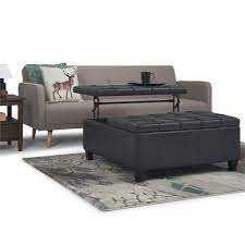 Everything home to footer homepop large. Simpli Home Harrison Faux Leather Coffee Table Ottoman In Black Axcot 265 Dbl