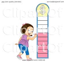 Clipart Of A Girl Marking A Financial Goal Chart Royalty