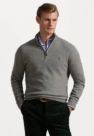 Polo Ralph Lauren WOOL QUARTER-ZIP JUMPER - Jumper - fawn grey heather/grey  - Zalando.co.uk