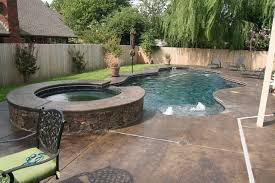 Small Backyard Free Form Pool With Jacuzzi Outdoor Remodel Small Backyard Landscaping Swimming Pools Backyard