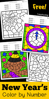 Your child will have to reveal the hidden picture by coloring in the numbered spaces according to the color key. New Year S Color By Number Totschooling Toddler Preschool Kindergarten Educational Printables