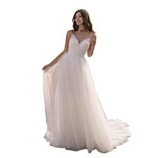 Bohemian wedding dresses product list. Buy Women S V Neck Lace Wedding Dresses Long For Bride Appliques Beaded A Line Beach Boho Mermaid Bridal Gowns Online In Turkey B08l7bdv25