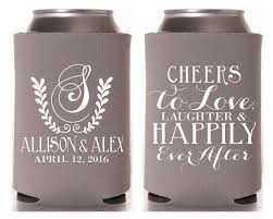 Love Laughter Happily Ever After Personalized Can Cooler Etsy Koozie Wedding Favors Custom Wedding Monogram Custom Wedding Favours
