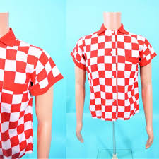 4 pastel blue with red,. Vintage 1950s Checkered Shirt Red White Rockabilly Rolled Etsy