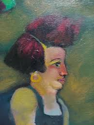 Moon Bathers festive colorful green Coney island beach denizens women humor