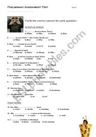 60 Question Multiple Choice Pre Assessment Grammar Test Esl Worksheet By Aminimi