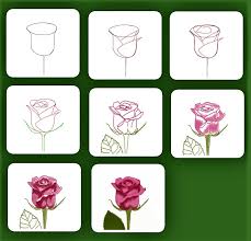 How to draw a rose with stem. How To Draw A Rose Step By Step Easy Rose Drawing For Kids