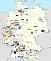 The Locations Of The Headquarters Of Large German Companies Approximate Mapporn Germany Map Germany Map
