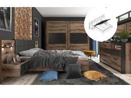 These solid wood bedroom suites add a stunning contemporary look to your bedroom. Elegant King Size Bedroom 3 Piece Set Built In Bedside Cabinets Lighting Lift Up Storage Cabinet Units Oak Black Impact Furniture