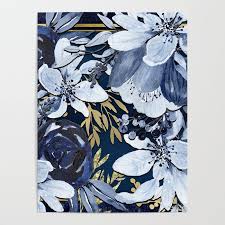 Check spelling or type a new query. Navy Blue Gold Watercolor Floral Poster By Christyne Society6