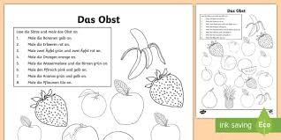 Fruits And Colours Worksheet Worksheet German