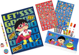Coloring pages are a great means of allowing your child to share their ideas, views and perception through artistic and advanced techniques. Pencil Pouch Ryans World Coloring Art Set For Boys And Girls With Stickers Arts Crafts Stickers