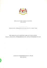 Opsyen di bawah pekeliling perkhidmatan bilangan 14 tahun 2008. Maklumat Buku Tajuk Buku Pekeliling Perkhidmatan Bilangan 4 Tahun 2002 Pelaksanaan Sistem Saraan Malaysia Bagi Anggota Perkhidmatan Awam Persekutuan Nama Penulis Nama Penerbit Jabatan Perkhidmatan Awam Malaysia No Isbn