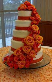 Pin By Lacey Kehoe On My Cakes Brown Wedding Cakes Orange Wedding Cake Orange Wedding Decorations