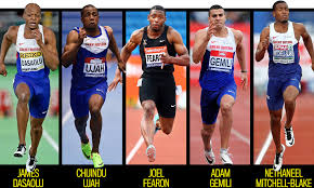 A sprinter runs a 100 m race in a straight line. Team Gb 100m Sprinters Go Head To Head At British Trials Daily Mail Online