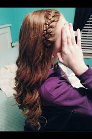 Spiral Curls With French Braided Bangs Headband Hairstyles Hair Styles Hair
