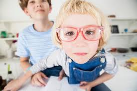 Check out our toddler glasses selection for the very best in unique or custom, handmade pieces from our sunglasses there are 1515 toddler glasses for sale on etsy, and they cost £8.75 on average. Portrait Of Cute Girl In Eye Glasses With Brother In Kitchen Stockphoto
