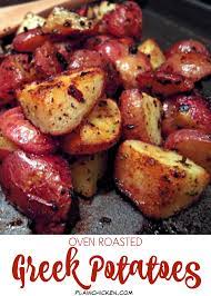 Oven Roasted Greek Potatoes New Potatoes Tossed In Olive Oil Greek Seasoning And Lemon These Potatoes Are So Good Onl Greek Potatoes Recipes Greek Recipes