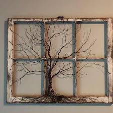 Baum Des Lebens Skulptur In Vintage Antikes Fenster Barnwood Bauernhaus Rustikal Boho K In 2020 Baum Des Lebens Skulpturen Wandbild Holz