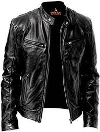 Mens Genuine Leather Jacket Cowhide Motorbike Motorcycle Moto Jacket Real Leather Black At Amazon Men S Clothing Store