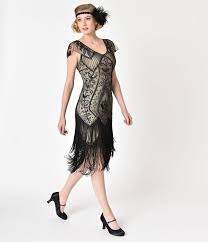 Unique Vintage 1920s Black Rose Champagne Noele Fringe Flapper Dress Fringe Flapper Dress Flapper Style Wedding Dress Flapper Dress