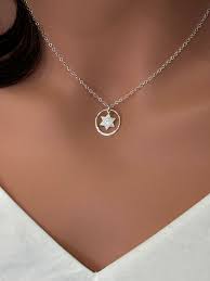 MAGEN DAVID NECKLACE, Gold Star of David Spring Ring Cable Chain Religion  Necklace, Minimalist Style Jewish Star Necklace in 14k Gold.