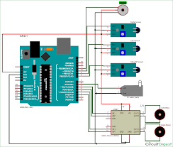 This is the circuit diagram of white line follower toy. Arduino Based Fire Fighting Robot Fighting Robots Arduino Circuit Diagram
