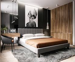 Chambre Amenagee En Noir Et Bois Avec Tableau Grand Format Et Une Ambiance Sombre Tete De Lit Noire Decor Chambre A Coucher Chambre Design Chambre Moderne