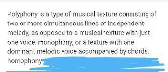 The questions if several melodies are equally important, the texture is polyphonic; Which Type Of Texture Has Two Or More Independent Melodies At The Same Time Brainly In