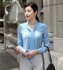 Telah terjual lebih dari 1. Fashion Women Blouses Shirts Sky Blue Long Sleeve Office Ladies Work Wear Clothes Female Tops Blouses Shirts Aliexpress