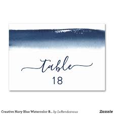 Creative Navy Blue Watercolor Brushstroke Wedding Table Number Zazzle Com In 2020 Wedding Table Numbers Creative Wedding Table Numbers Blue Watercolor
