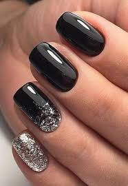 Acrylic Black And Gray Nails 30 Gorgeous Black Nails Design For Short Square Nails Unhas Pretas Unhas Desenhadas Unhas Bonitas