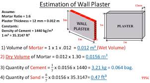 Plaster Work Estimation Cement And Sand Ratio For