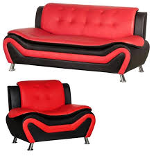 Cover the sectional sofa with a shaggy, grey rug. 2 Piece Living Room Set With 2 Tone Sofa And Armchair In Black Red 1970778 Pkg