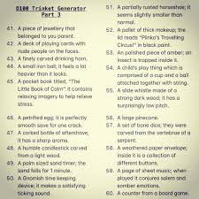 Nothing Helps Weave Backstory For A Character More Than A Trinket Or Two Use This D100