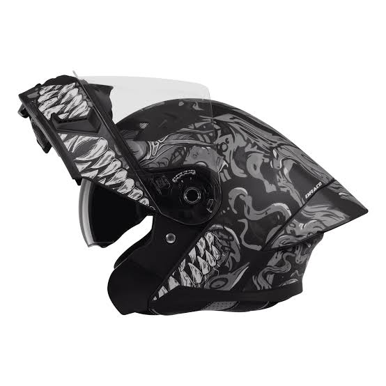 STEELBIRD SBA-20 ISS DRACO GLOSSY BLACK WITH GREY - Helmet Racing