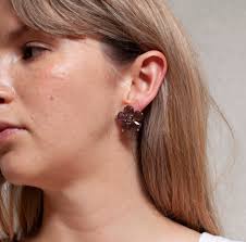 Vintage Monet Gold and Grey Flower Earrings