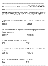 Atividades De Matematica 5 Ano Atividades Facil