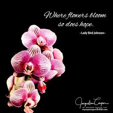Inspirational Quote Where Flowers Bloom So Does Hope Lady Bird Johnson By Jacqueline Cooper My Aspiring Flower Quotes Lady Bird Johnson Blooming Orchid