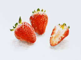 strawberry watercolor イチゴ 透明水彩 食品の絵画 食品イラスト いちご イラスト