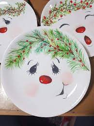 Pin By Pierrette Alarcon Sarret On P Noel Diy Christmas Plate Painted Christmas Ornaments Christmas Crafts
