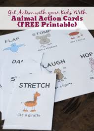 Get Active With Your Kids With Animal Action Cards Free Printable Action Cards Animal Action Zoo Activities